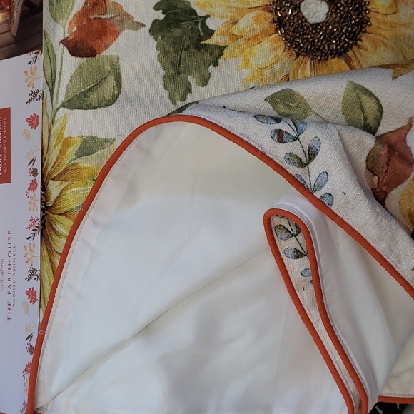 The Farmhouse Rachel Ashwell 72 x 16 Beaded Sunflower Fringed Table Runner - Picture 6 of 8